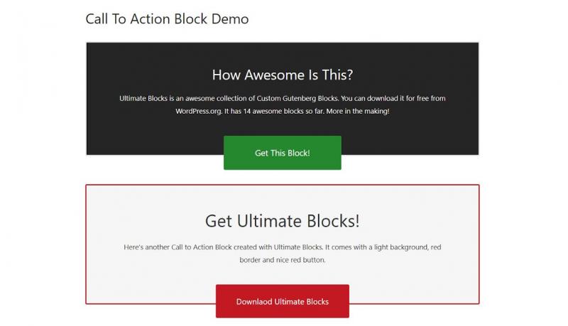 A CTA made with the Ultimate Blocks plugin.