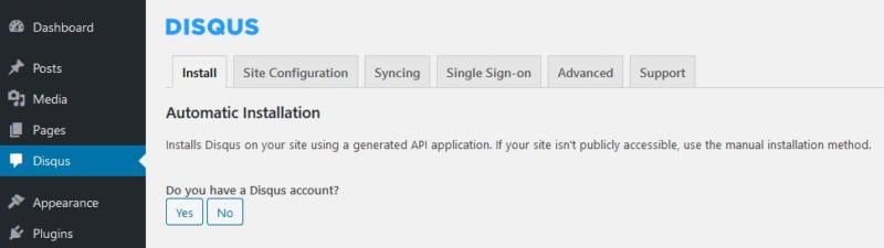 Setting up the Disqus WordPress plugin.