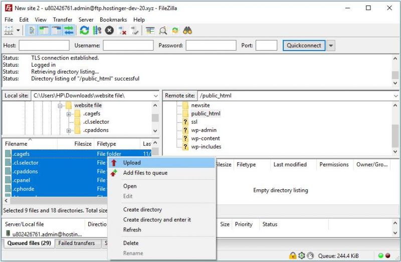 The FileZilla FTP client.