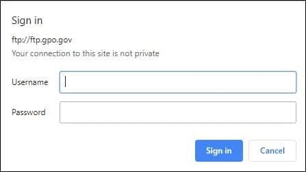 Signing in to use FTP.