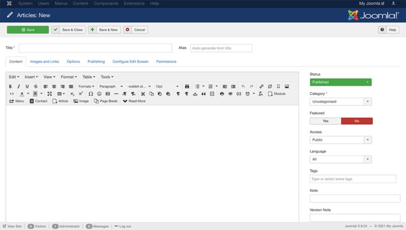 Joomla article editor