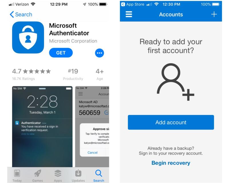 The Microsoft Authenticator app.