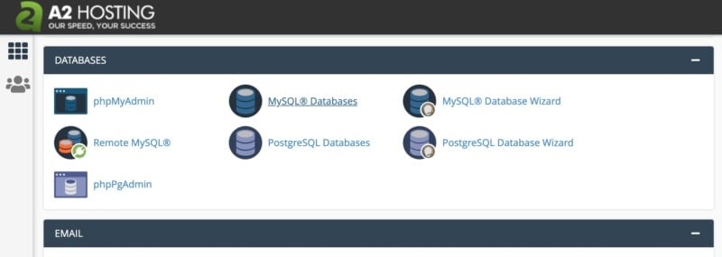 cPanel's MySQL database wizard.