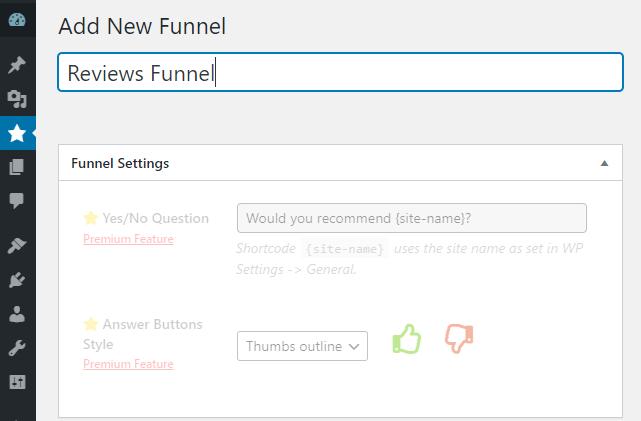 New funnel settings.