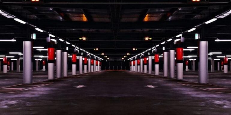 A parking garage.