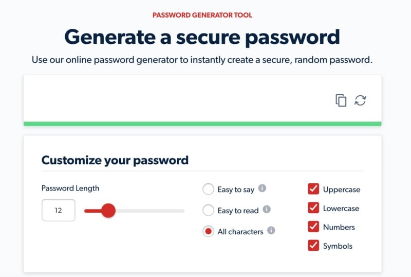 The LastPass password generator.