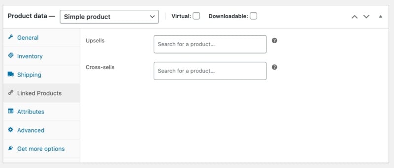 WooCommerce's linked products menu.