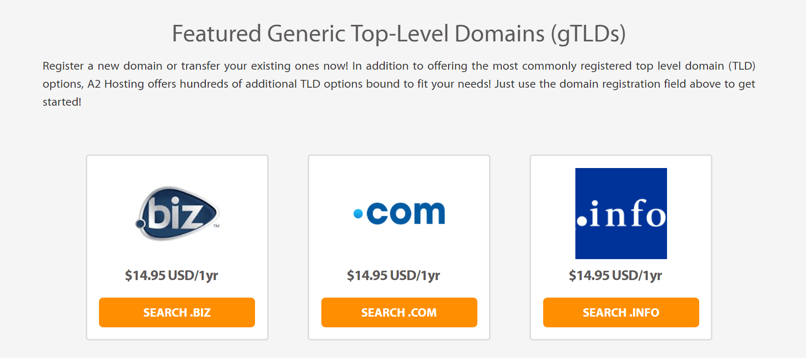 A2 Hosting domain rates.