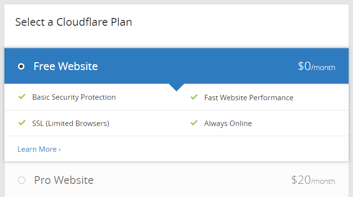 Cloudflare's pricing plans.