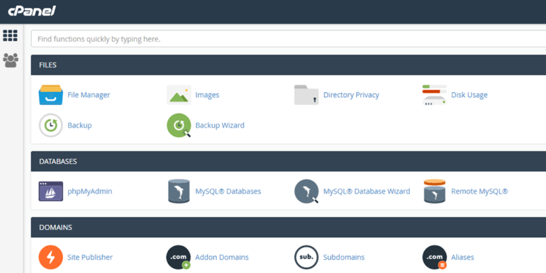 A screenshot of a cPanel.