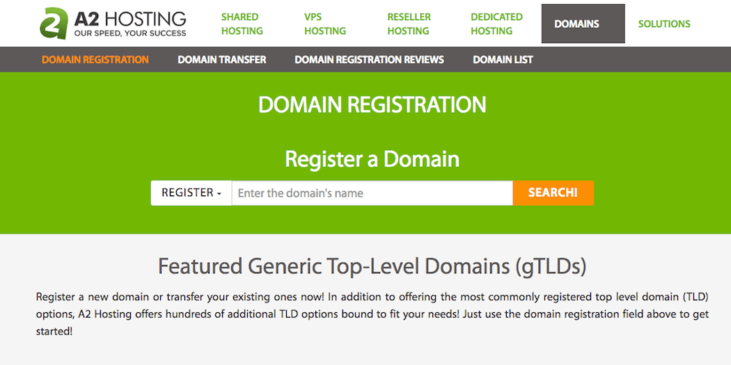 The A2 Hosting domain checker tool.