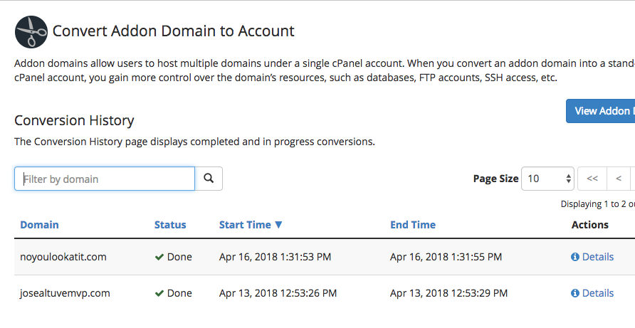 conversion start and end times