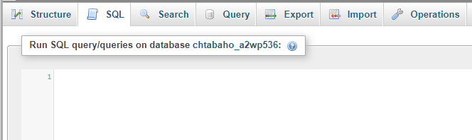 phpMyAdmin's SQL tab.