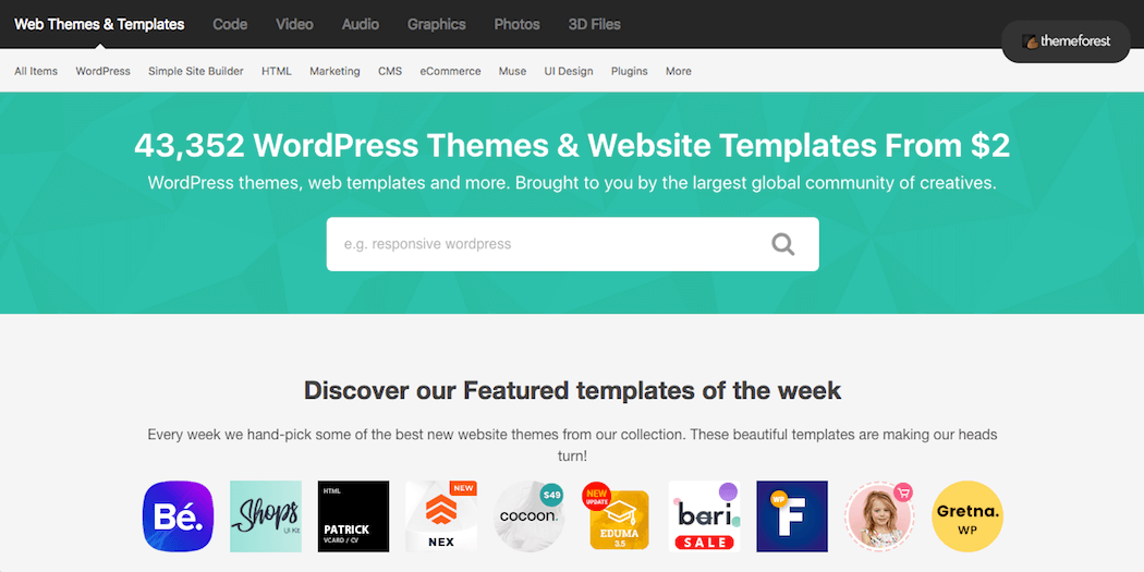 The ThemeForest website.