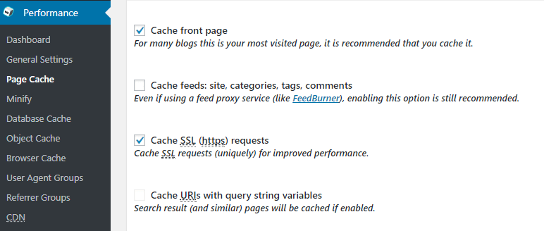 Your W3 Total Cache settings.