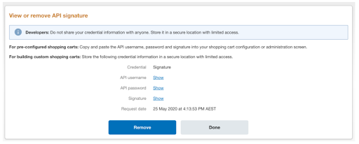 Removing the API Signature