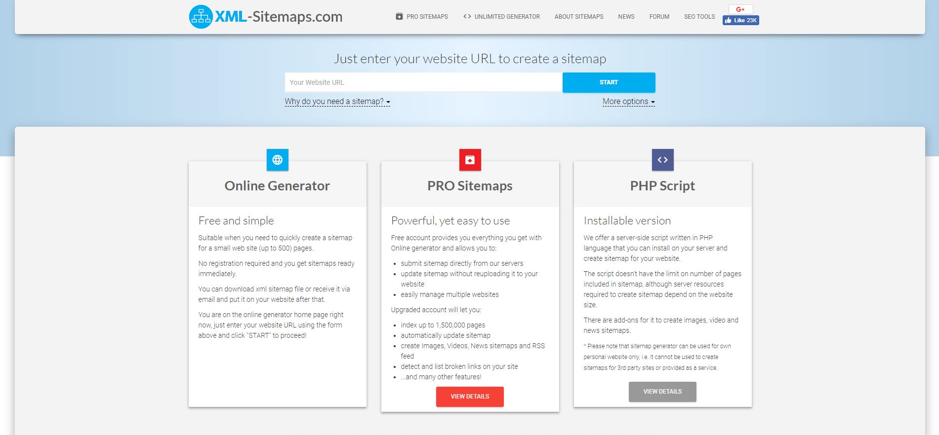 The XML-Sitemaps generator tool.